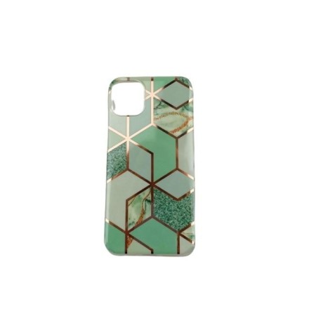 Husa protectie pentru Apple iPhone 11 Soft IMD TPU Marble Geometric Verde