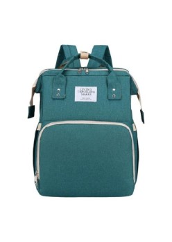 Rucsac Multifunctional pentru Mamici, Flippy, cu Patut Pliabil si Baza de Schimbat, Rezistent la Apa, Capacitate Mare, Usor, Compartimente Multiple, Buzunar Termic pentru Lapte, 42 x 32 x 22 cm, Verde