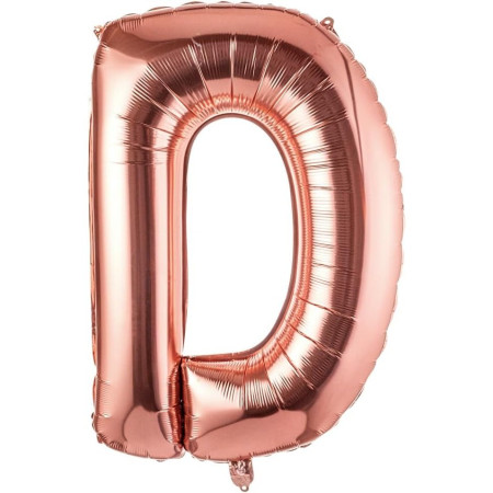 Balon Folie Metalizata Litera D, Flippy, 100 cm, Umflati cu Heliu sau Aer, Ambalaj Individual, Pai inclus, Rose Gold