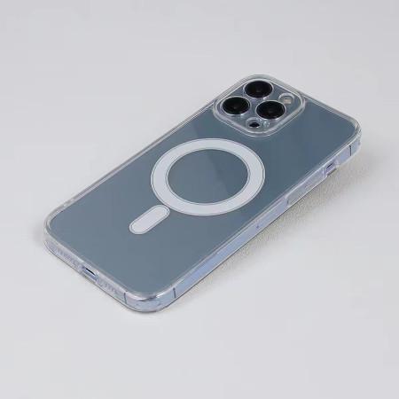 Husa protectie Flippy pentru iPhone 13 Mag Safe, 2 in 1 incarcare si magnet, Silicon si Acril, Transparenta