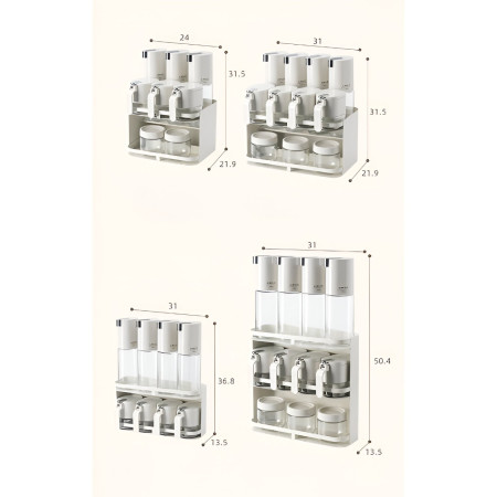 Suport pentru Depozitare Condimente, Ulei, Otet, Flippy, Montare pe Perete din 12 Piese, Uz Casnic, pentru Bucatarie, 31 x 13.5 x 50.4cm, Alb