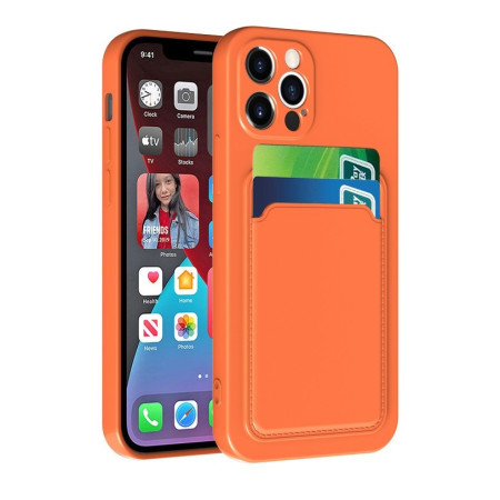 Husa protectie Flippy cu suport card compatibila cu Apple iPhone 12 Pro Max Portocaliu