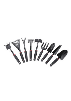 Set 9 Unelte de Gradina Flippy, pentru Plantare Prelucrare Sol si Ingrijire Plante, Material PVC si cardboard, 25 x 14.5 cm, negru