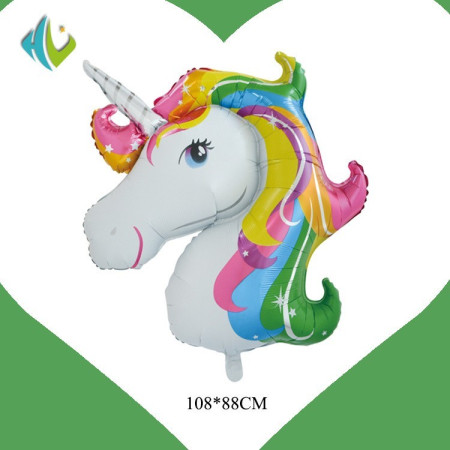 Balon din Folie Metalizata, Flippy, Mini Figurine, Model Unicorn, Tematica Aniversare, 108x88 cm, Ambalaj Individual, Pai Inclus, Umflare cu Aer sau Heliu, Multicolor