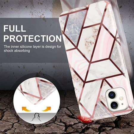 Husa protectie pentru Apple iPhone 11 Pro Soft IMD TPU Marble Geometric Alb