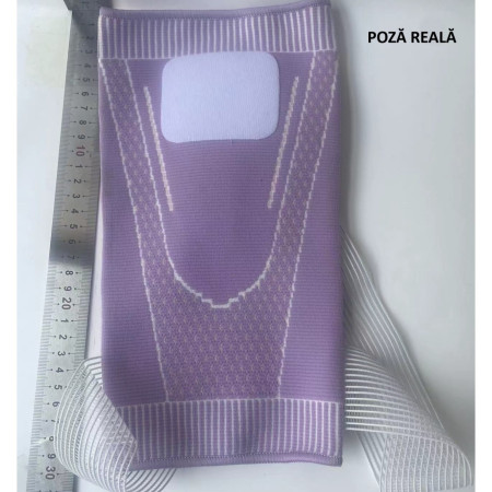 Orteza Elastica pentru Genunchi, Flippy, Ajustabila cu Bretele Elastice, Banda pentru Compresie, Material Respirabil, Marime XL, Culoare Roz