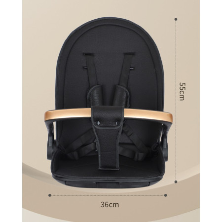 Carucior Sport Flippy 3in1, 6-36 Luni, Reversibil, Pliabil, Tavita pentru Masa, Pozitie de Somn, Centura de Siguranta, Roti 360, Suport Pahar, Copertina pentru Soare, 32x63x95cm, Negru Model Pisicute