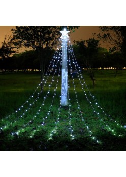 Instalatie Luminoasa Tip Perdea pentru Pomul de Craciun, cu Stea Luminoasa, 350 LED-uri, conectare la retea, pentru interior/exterior, lumina calda, Tree Dazzler