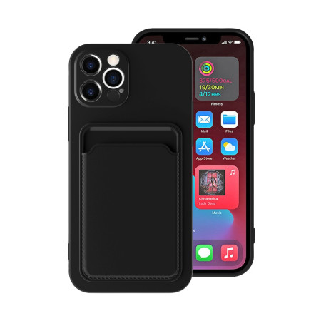 Husa protectie Flippy cu suport card compatibila cu Apple iPhone 11 Pro Negru