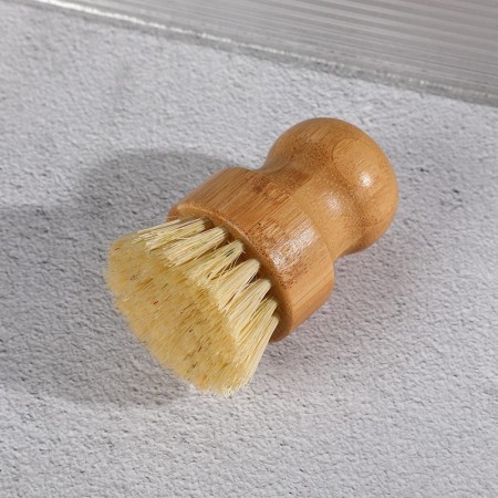 Beech sisal pot brush for washing dishes and pots - color: bamboo white sisal pot brush