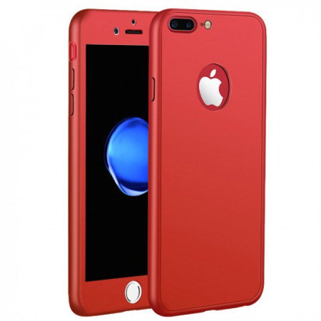 Husa Apple iPhone 6/6S Full Silicone 360 Rosu + Folie de protectie