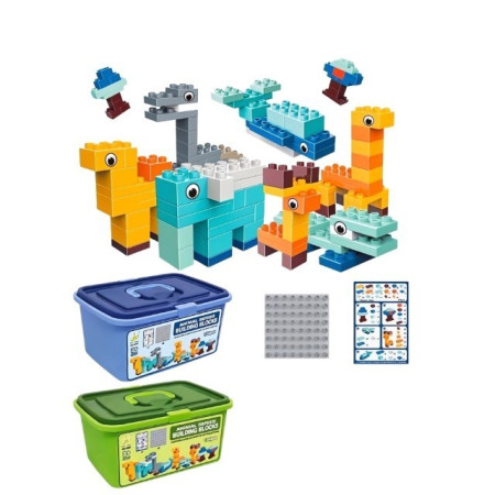 Set piese de constructii pentru copii, Flippy, Animal series, 134 piese, Multicolor