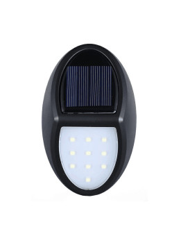 Aplica solara LED pentru perete Flippy, in forma ovala, 10 LED-uri, lumina puternica, IP65, 12 x 7.5 cm, 1.2 V, 300 mAh, autonomie 8-10 ore, alb rece