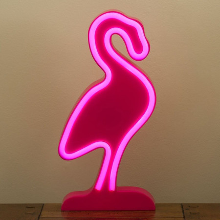 Decoratiune Luminoasa cu Baterii/USB Neon Model Flamingo 20 cm Mov