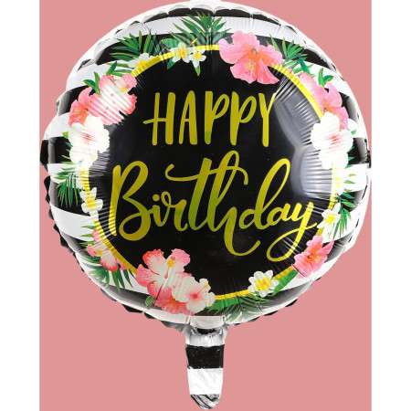 Balon din Folie Metalizata, Flippy, Figurine, Model 4, Happy Birthday, Tematica Aniversare, 45 cm, Ambalaj Individual, Pai Inclus, Umflare cu Aer sau Heliu, Multicolor