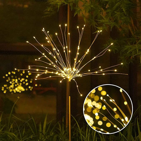 Lampa solara sub forma de artificii, 120 LED-uri, alb cald, Flippy