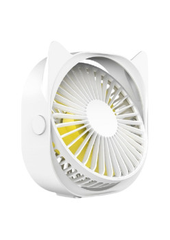 Mini ventilator pentru birou cu usb, Flippy, rotire 360 grade, 3 viteze, 13.5 x 12,8 cm, Alb