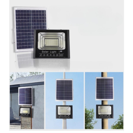 Proiector LED/Lampa solara de exterior Flippy, 22 cm x 27 cm, Rezistent la Apa IP67, cu Panou Solar, 248 LED SMD, 150 W, Senzor de lumina, Timer, cu Telecomanda, 2 moduri de iluminat, kit montaj inclus, Lumina Rece