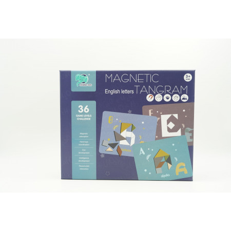 Joc Magnetic Tangram, tabla si forme diverse magnetice, 34 de piese, pentru copii, +3 ani, multicolor