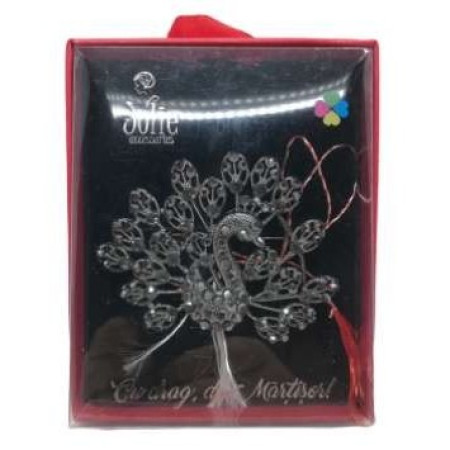 Martisor Brosa VINTAGE V4 Paun Negru  8cm x 10cm