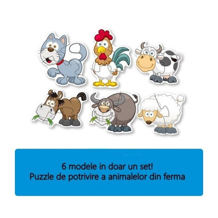 Set puzzle 6 animale, Flippy, animalele de la ferma