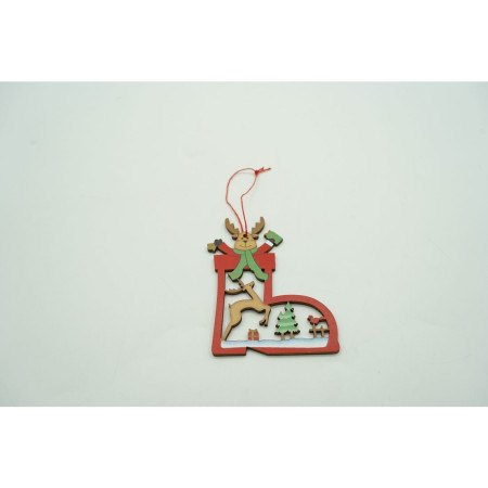 Ornament de brad cerb, Flippy, multicolor, lemn, 10 cm