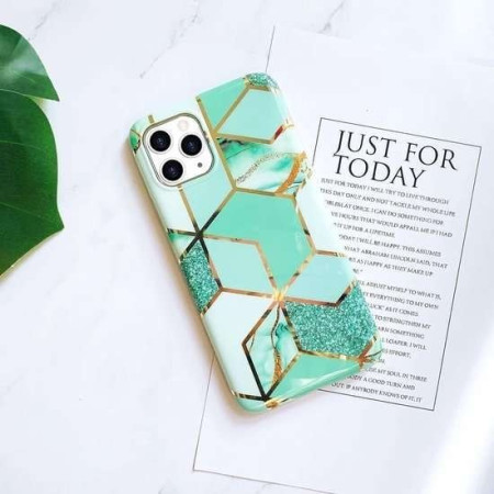 Husa protectie pentru Apple iPhone 7/8/SE 2020 Soft IMD TPU Marble Geometric Verde