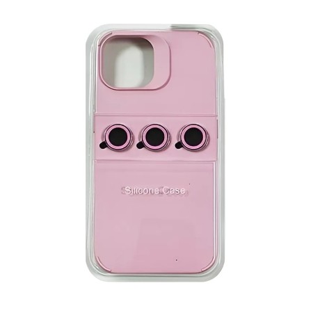 Husa Apple iPhone 15, Flippy, din Silicon Lichid, Interior din Microfibra, Lentile Fosforescente de Protectie Camera, Anti Amprenta, Rezistenta la Socuri, Roz