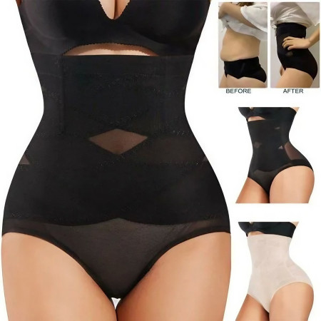 Lenjerie Modelatoare pentru Abdomen, Flippy, cu Talie Inalta si Corset, Negru, Push-Up, Marimea L