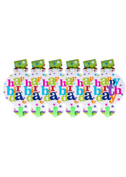 Set 6 Suflatori Happy Birthday, Flippy, pentru Petrecere, Tematica Aniversare, 13x7.8 cm, Multicolor