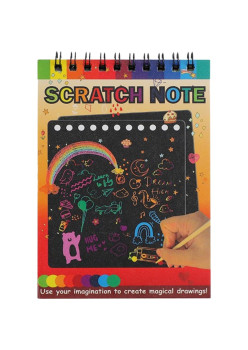 Caiet cu fise razuibile Flippy, DIY Magic Scratch, 12 File, Curcubeu, Creion din Lemn, Cartonase negre, 14 x 10 cm, galben