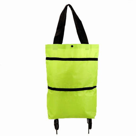 Geanta Pliabila, Flippy, 2 in 1, Carucior cu Roti, pentru Cumparaturi, 19 l, Verde, Plastic, 39 x 46 x 12 cm