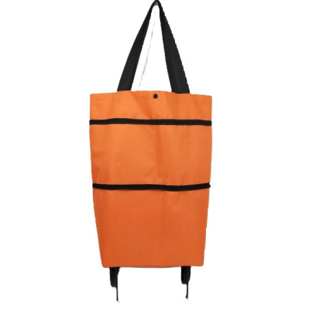 Geanta Pliabila, Flippy, 2 in 1, Carucior cu Roti, pentru Cumparaturi, 19 l, Portocaliu, Plastic, 39 x 46 x 12 cm