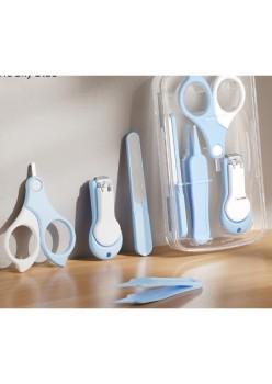 Set Ingrijire Unghii pentru Bebelusi, Flippy, Cutie de Depozitare Transparenta, 13.6x8x2 cm, Blue