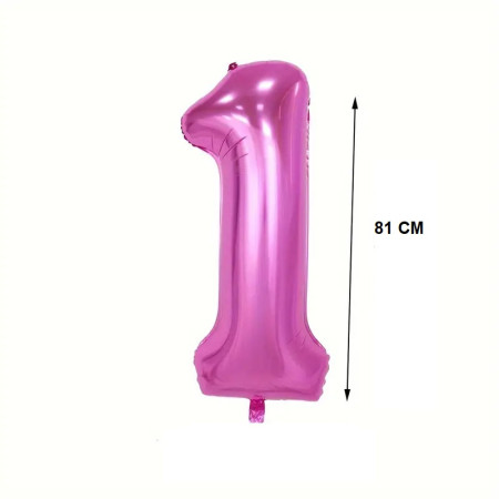 Balon din Folie Flippy, Cifra 1, 81 cm, Pentru Aer sau Heliu, Mov