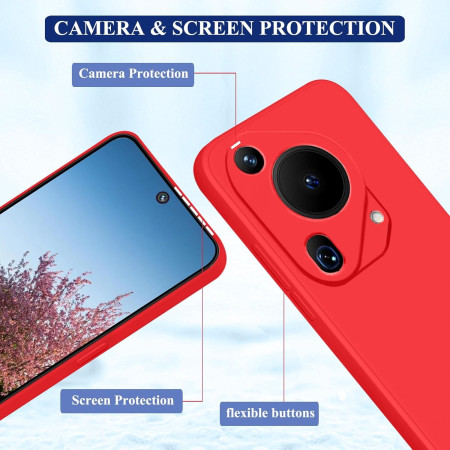 Husa de Protectie, Flippy, pentru Huawei Pura 70, Liquid Silicone, cu Microfibra pe Interior, Protectie Antisoc, Compatibil Incarcare Wireless, Rosu