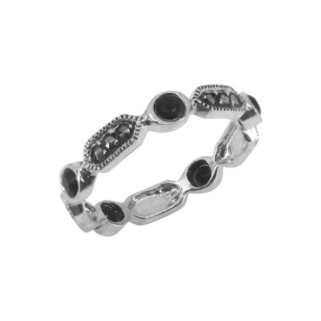 Inel Argint 925 Circular cu Marcasite si Zirconii, Marime 57