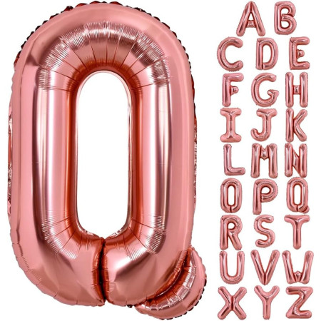 Balon Folie Metalizata Litera Q, Flippy, 100 cm, Umflati cu Heliu sau Aer, Ambalaj Individual, Pai inclus, Rose Gold