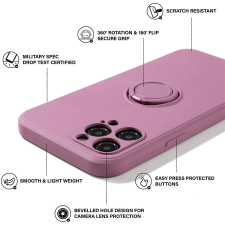 Husa protectie Flippy compatibila cu Huawei P40 Lite Liquid Silicone Ring cu suport rotativ Mov