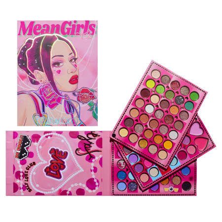 Trusa de Machiaj, KEVIN & COCO, Mean Girl Rose, Fard de Pleoape, Iluminator, Blush Cremos, 97 culori, 21 x 15.7 x 2.4 cm