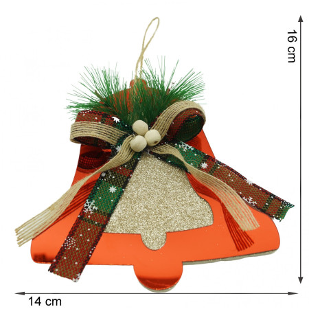 Ornament brad, Flippy, Clopotel, Rosu, Lucios, 14*16CM, Acril, Interior/ Exterior