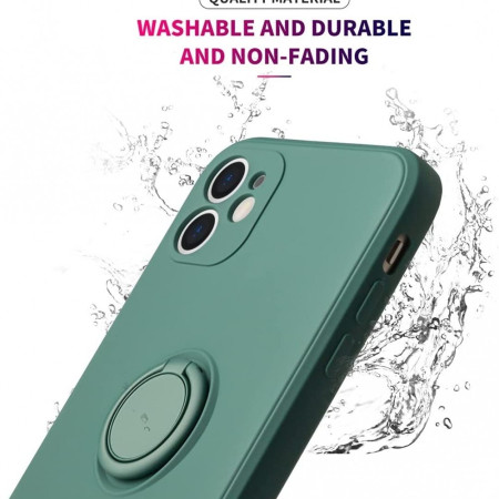 Husa protectie Flippy compatibila cu Huawei P Smart 2021 Liquid Silicone Ring cu suport rotativ Verde