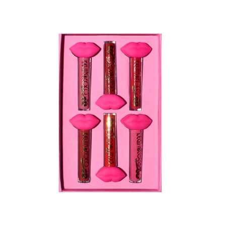 Set de Buze, KEVIN & COCO, Punk Rock, 6 Lip Gloss-uri, 19.3 x 12 cm, Roz/Maro