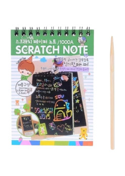 Caiet cu fise razuibile Flippy, DIY Magic Scratch, 12 File, Curcubeu, Creion din Lemn, Cartonase negre, 14.5 x 10 cm, verde