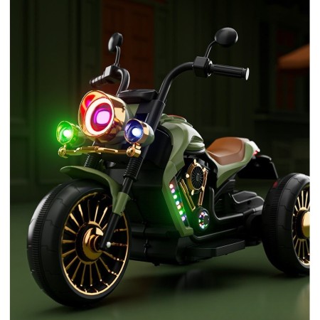 Motocicleta Electrica Flippy, cu Acumulator, Telecomanda, Bluetooth, Sistem Anti-Rasturnare, Sistem de Lumini si Sunet, 1-8 Ani, 93 x 48 x 63 cm, Verde