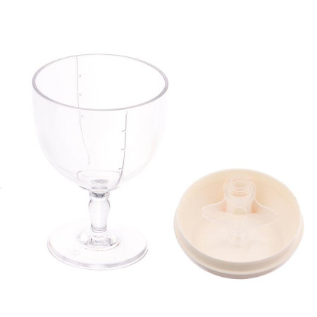 Pahar din Plastic Transparent cu Picior, Flippy, pentru Copii, 14 x 7.7 cm, cu Cioc Antiscurgere, + 3 Ani, Fara Maner, Galben