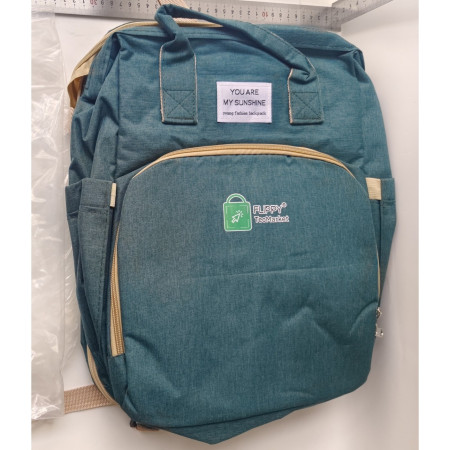 Rucsac Multifunctional pentru Mamici, Flippy, cu Patut Pliabil si Baza de Schimbat, Rezistent la Apa, Capacitate Mare, Usor, Compartimente Multiple, Buzunar Termic pentru Lapte, 42 x 32 x 22 cm, Verde