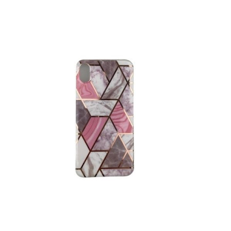 Husa protectie pentru Apple iPhone XR Soft IMD TPU Marble Geometric Alb