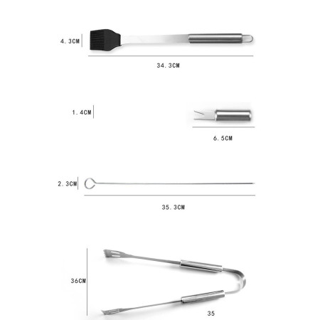 Set 16 Ustensile pentru Gratar, Flippy, din Otel Inoxidabil, Geanta Oxford, Argintiu