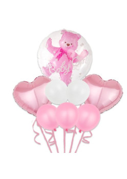 Set 8 Baloane folie si latex Baby Girl,  60 cm